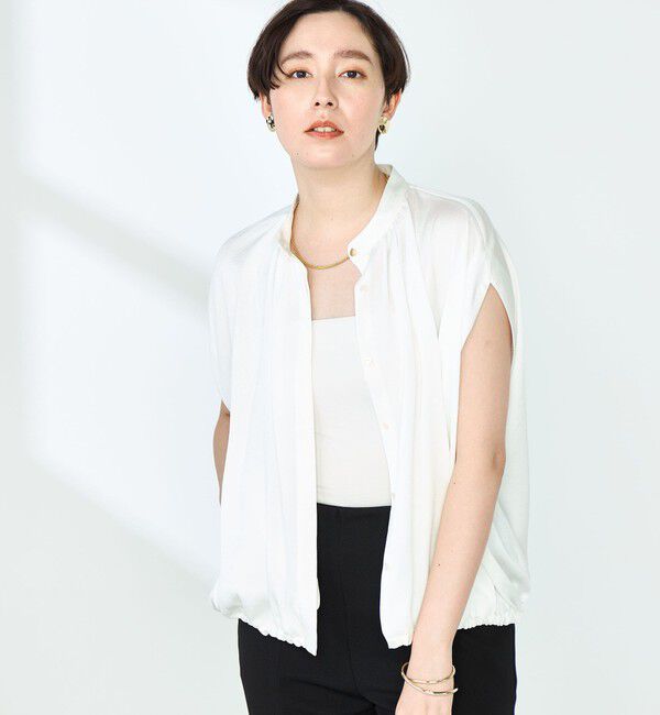 NOLLEY'S「ハンマーサテンケープブラウス」|シャツ・ブラウス|