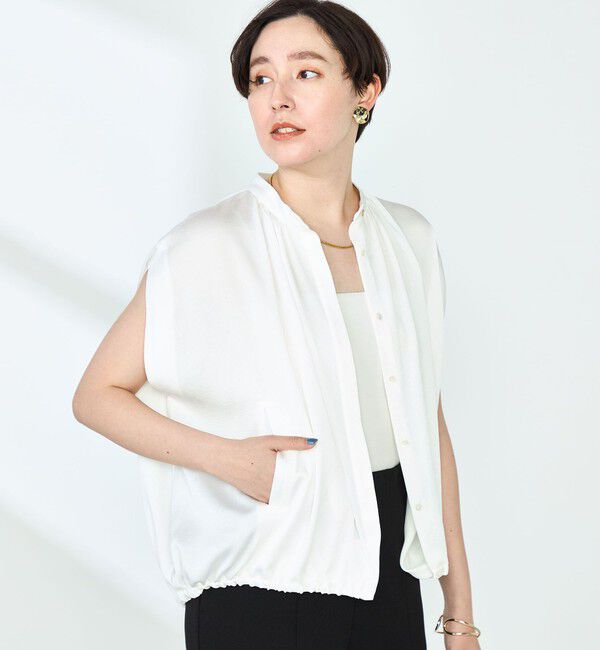 NOLLEY'S「ハンマーサテンケープブラウス」|シャツ・ブラウス|