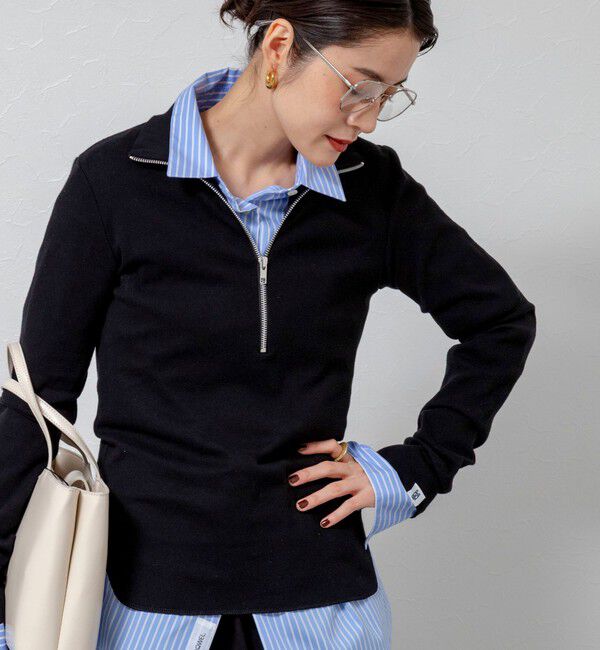 MAQWEL「【MAQWEL/マクウェル】COTTON RIBハーフジッププルオーバー」|Tシャツ・カットソー|