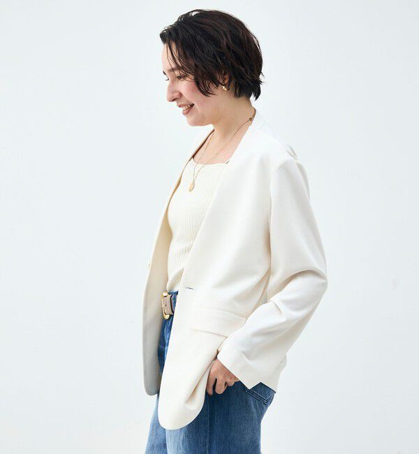 Rie Miller「ウォッシャブルノーカラージャケットジョーゼットダンボール」|ノーカラージャケット|