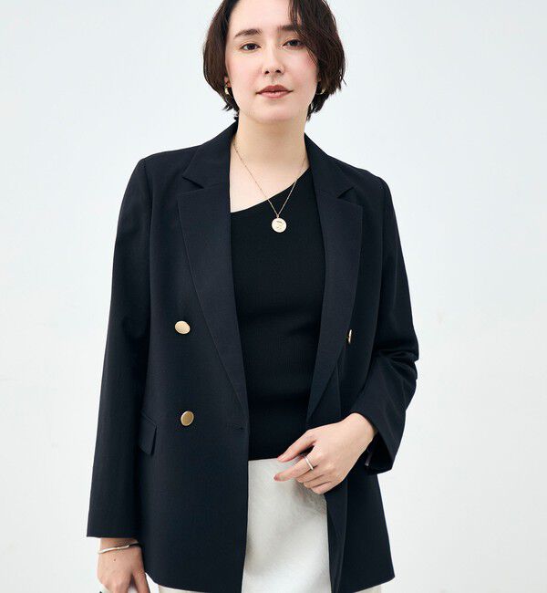 NOLLEY'S「ウォッシャブル麻調スラブWジャケット」|テーラードジャケット|ネイビー