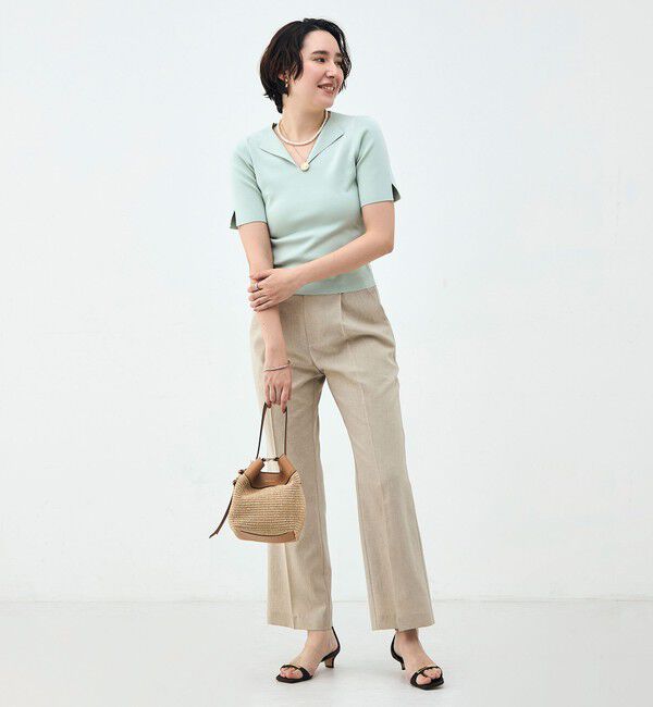 NOLLEY'S sophi「《手洗い可能》トライアングルカラー総針5分袖プルオーバー」|ニット・セーター|