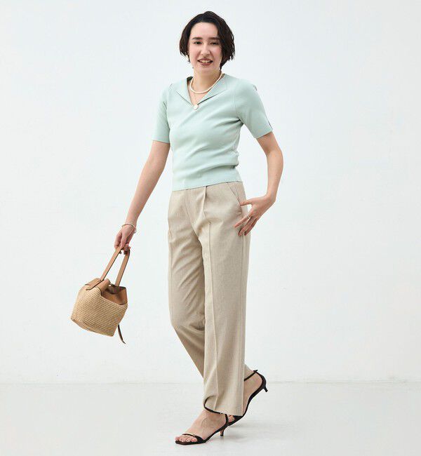 NOLLEY'S sophi「《手洗い可能》トライアングルカラー総針5分袖プルオーバー」|ニット・セーター|