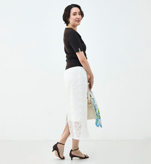 NOLLEY'S sophi「《手洗い可能》トライアングルカラー総針5分袖プルオーバー」|ニット・セーター|