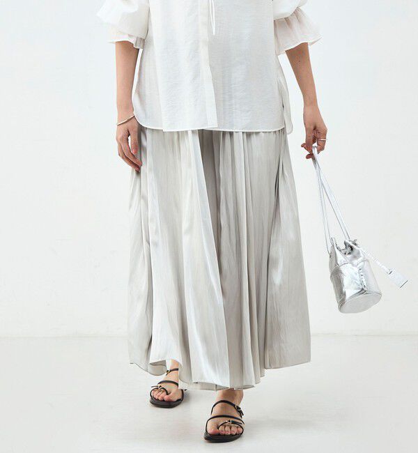 NOLLEY'S sophi「ウォッシャブル割織サテンギャザースカート」|フレア|
