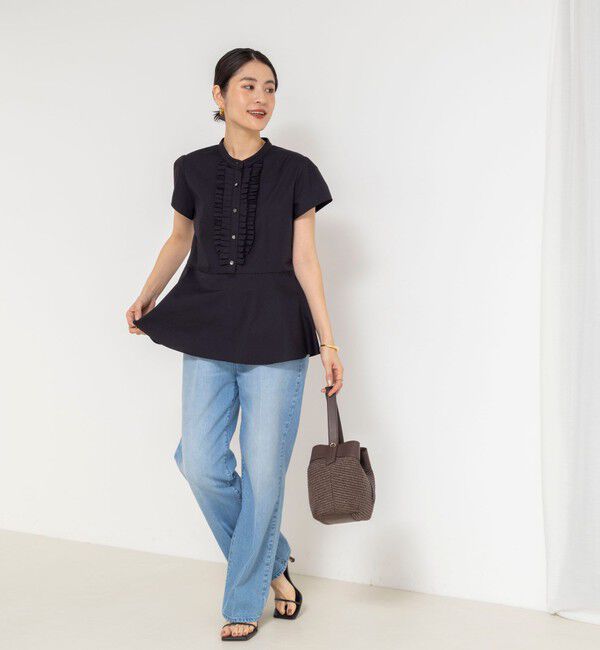 NOLLEY'S「ウォッシャブル前立プリーツペプラムブラウス」|シャツ・ブラウス|