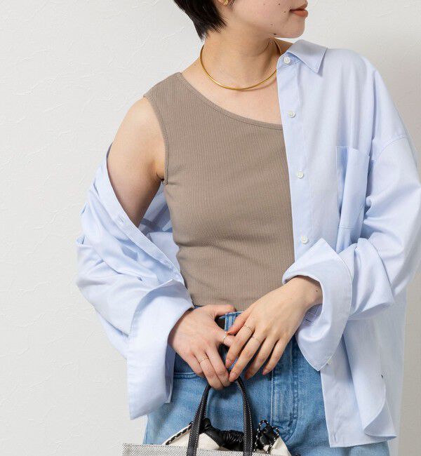 NOLLEY'S sophi「ウォッシャブルカップ付ワンショルタンクトップ」|タンクトップ|カーキ