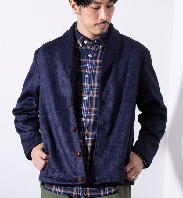 GLOSTER「【GLOSTER/グロスター】カチオンフリースボンディング くるみボタン ショールカーディガン」|カーディガン|