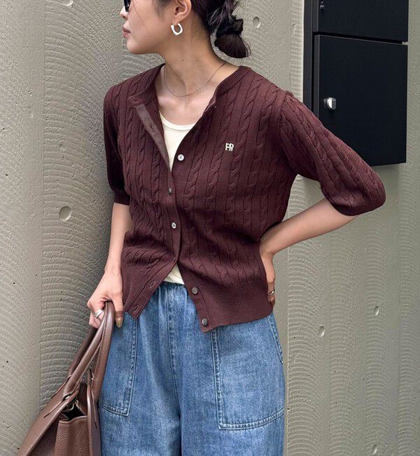 fredy emue「FR刺繍ケーブル柄半袖カーディガン」|カーディガン|