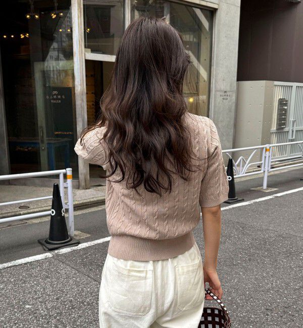 fredy emue「FR刺繍ケーブル柄半袖カーディガン」|カーディガン|