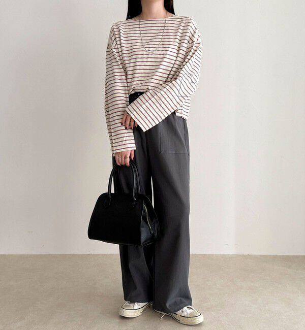 fredy emue「【人気商品の新型】ボーダーハートステッチルーズロンTシャツ」|Tシャツ・カットソー|