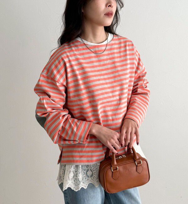 fredy emue「ボーダーハートパッチプルオーバー」|Tシャツ・カットソー|