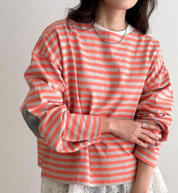 fredy emue「ボーダーハートパッチプルオーバー」|Tシャツ・カットソー|