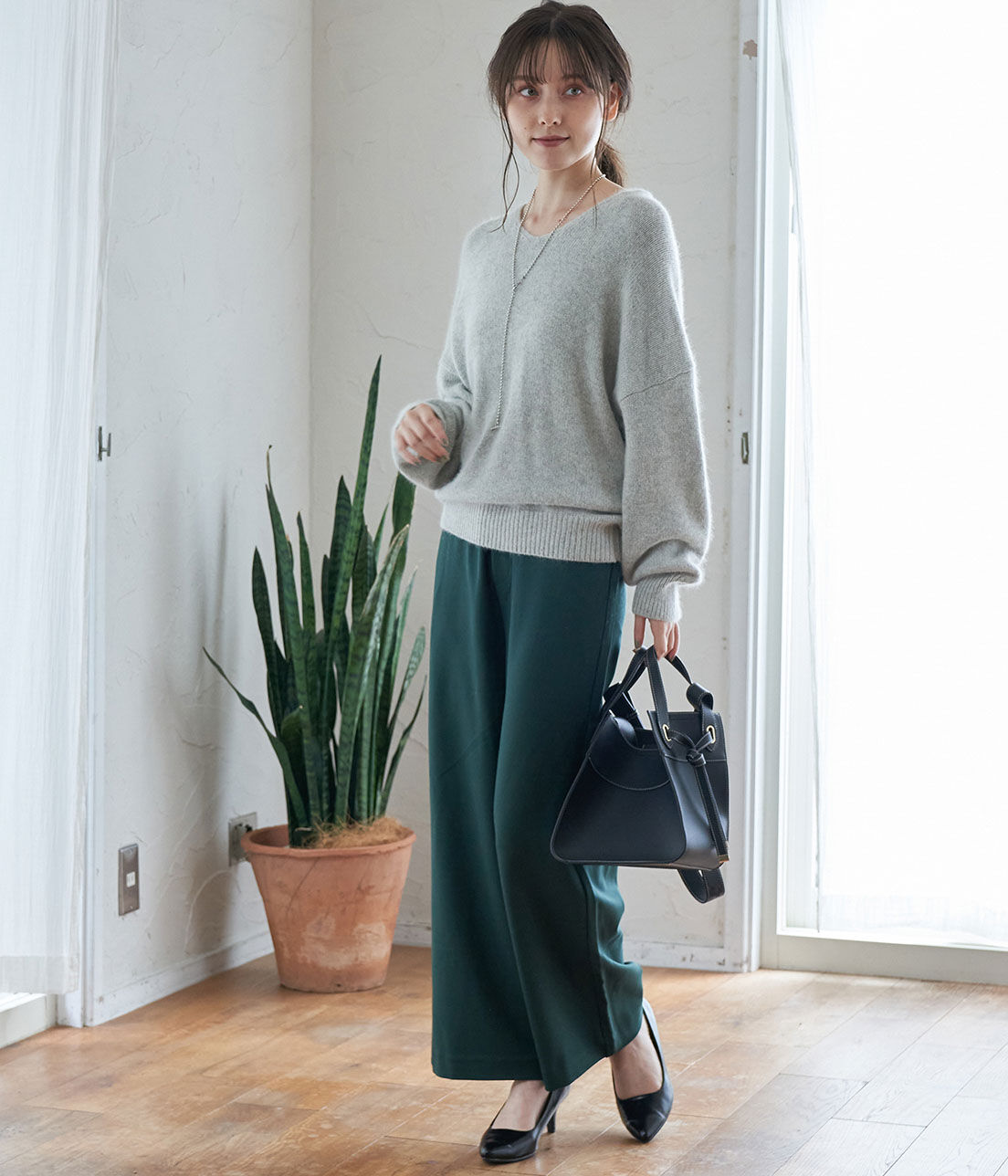 VIS「【WEB限定Lサイズ】ポンチイージーワイドパンツ」|スラックス|