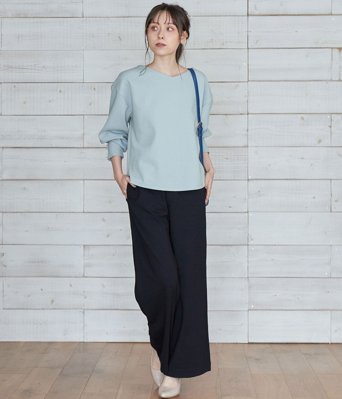 VIS「【WEB限定Lサイズ】ポンチイージーワイドパンツ」|スラックス|