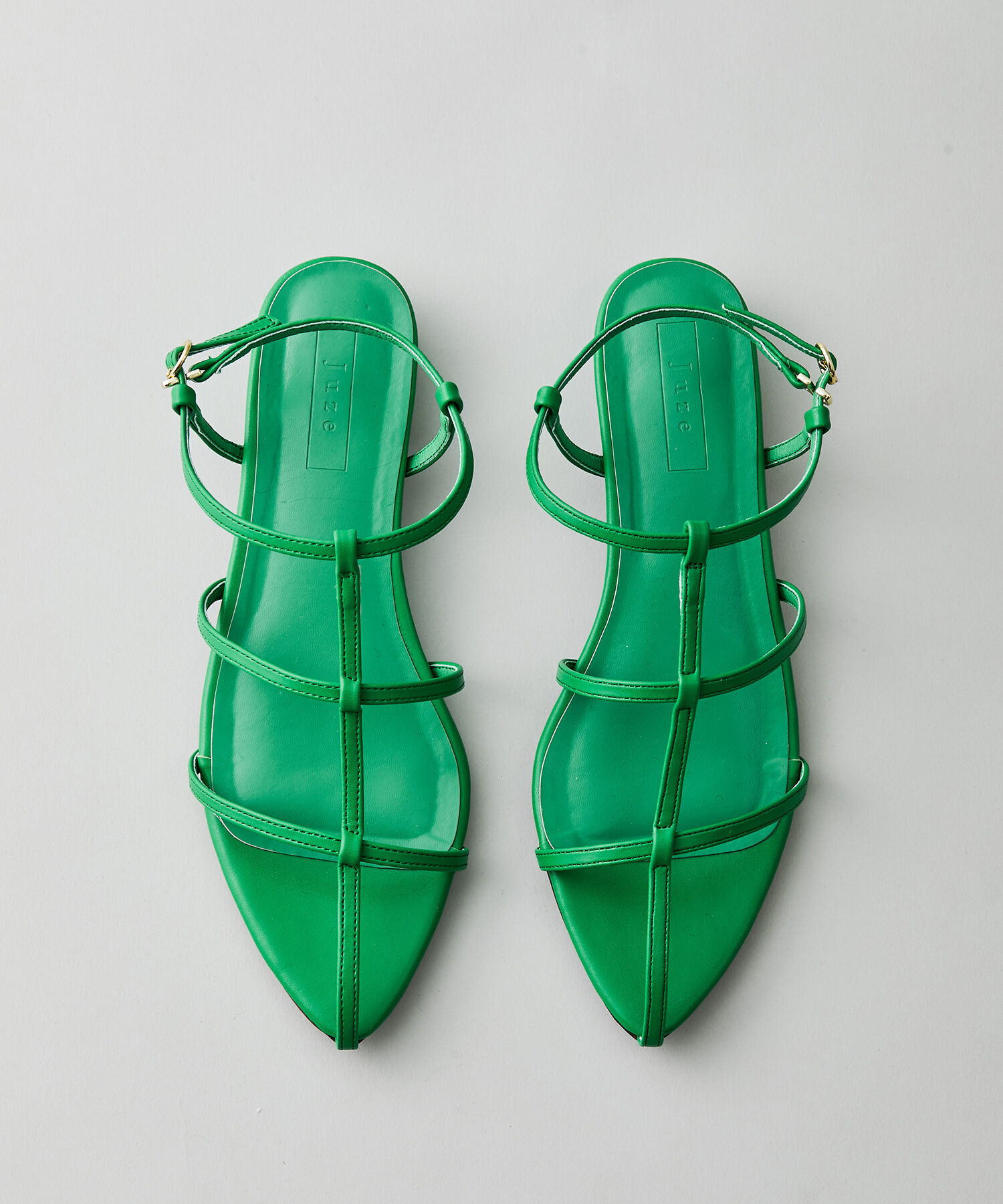 Juze「ボーンアンクルストラップフラットサンダル」|サンダル|グリーン(30)