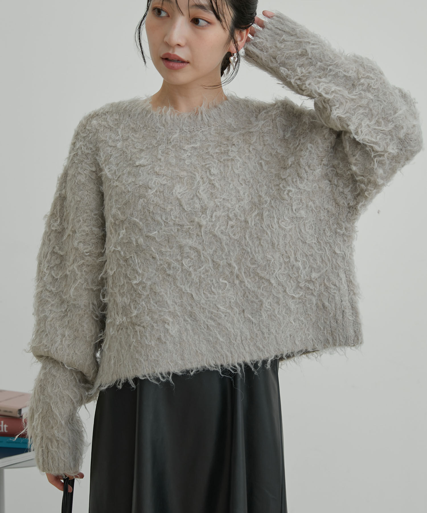 VIS「【前後2WAY】毛混くるくるシャギーカーディガン」|カーディガン|