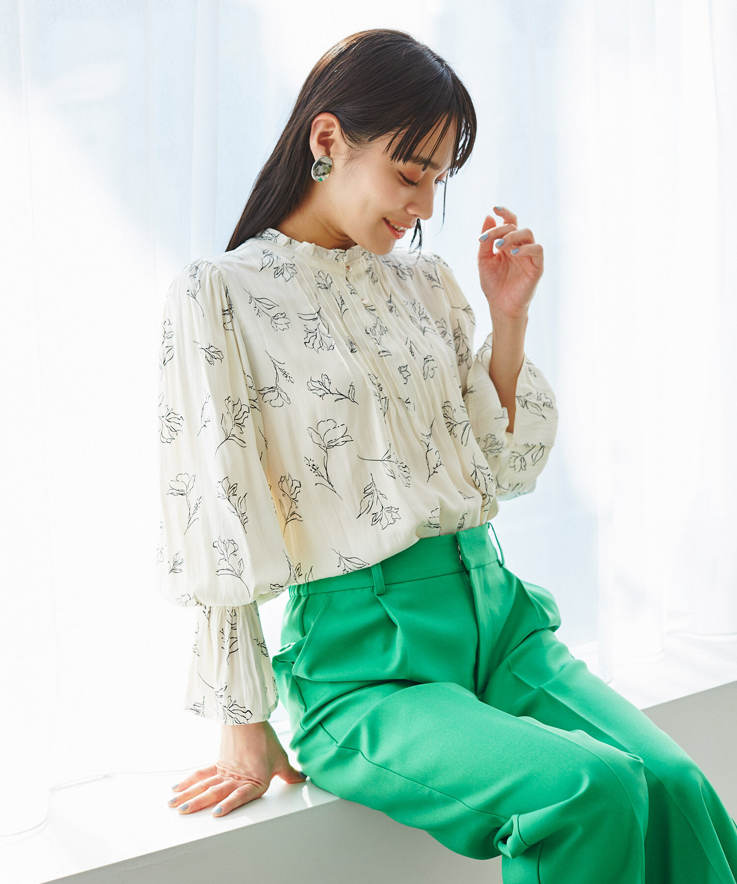 VIS「【前後2WAY】割繊ピンタックブラウス【洗える】」|シャツ・ブラウス|