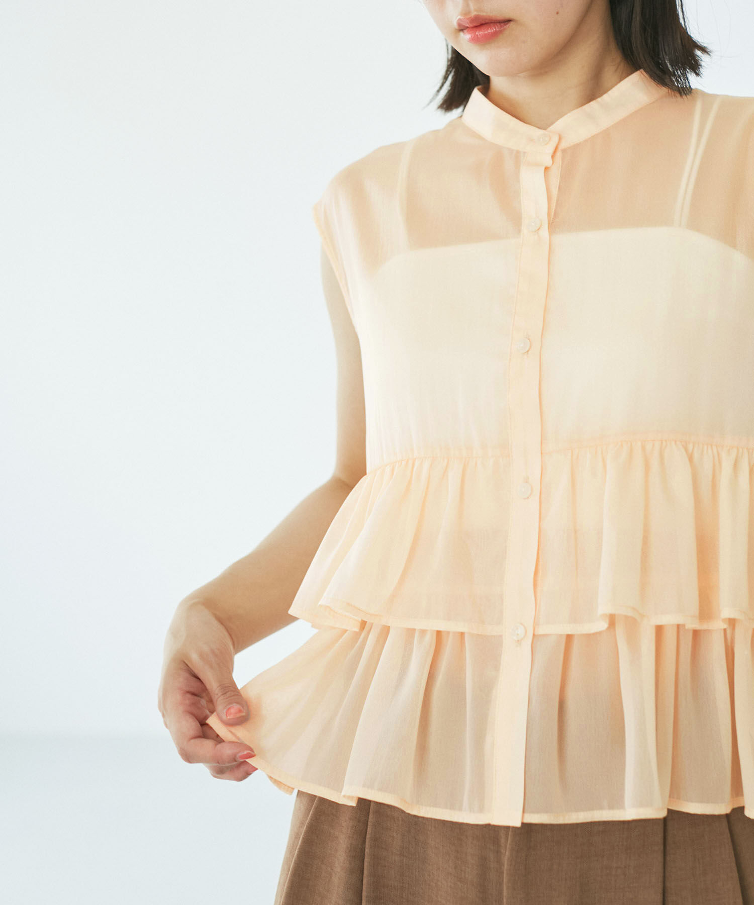 VIS「【洗える】シアーフリルブラウス」|シャツ・ブラウス|