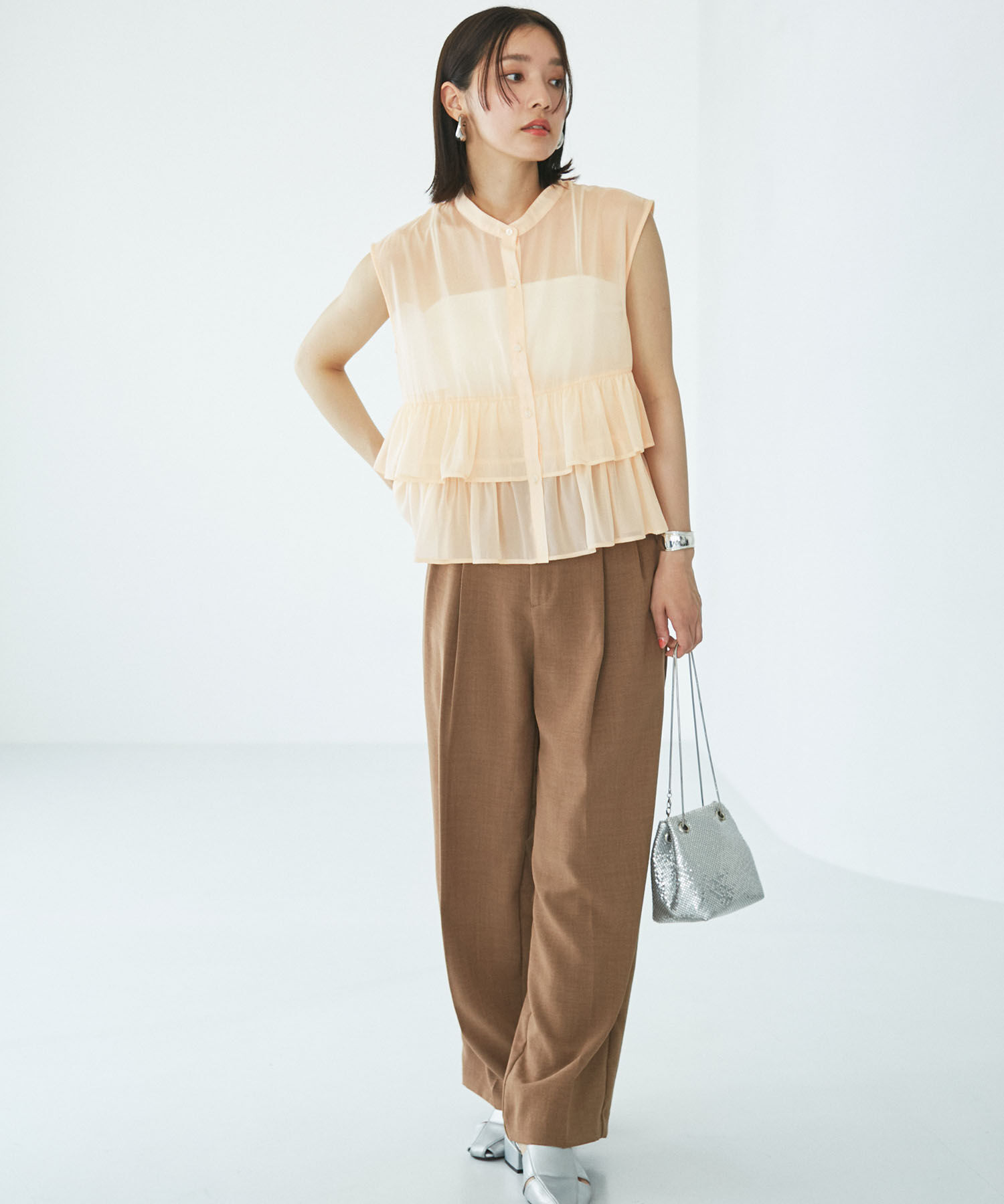 VIS「【洗える】シアーフリルブラウス」|シャツ・ブラウス|