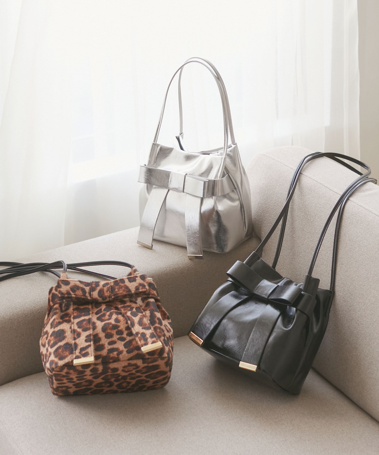 VIS「【ハンドルの長さ調節が出来る】リボンミニトートバック」|ショルダー・メッセンジャー|