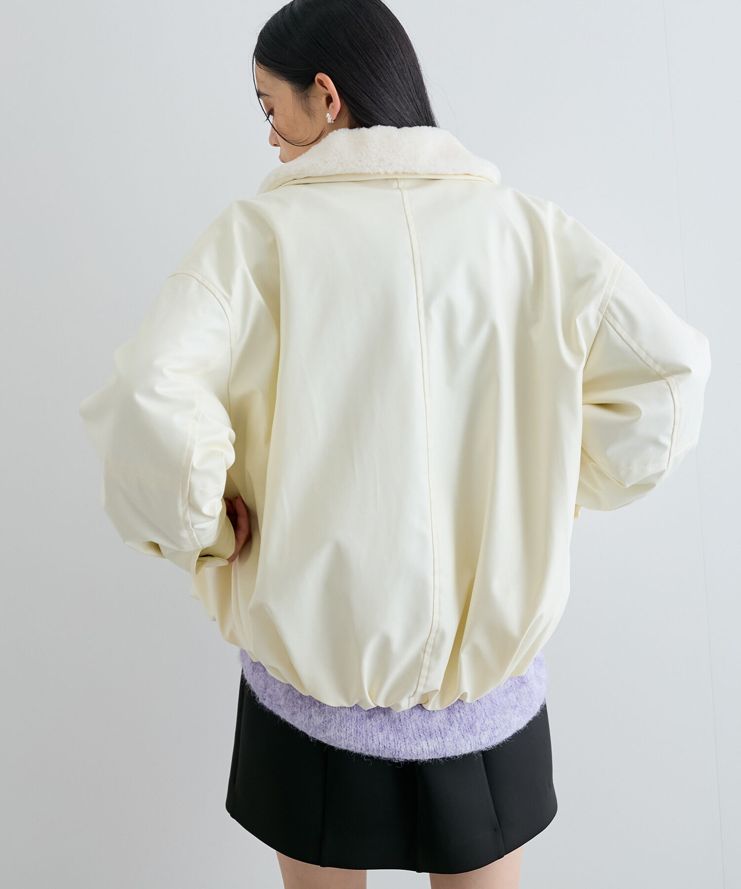 VIS「【エコファー取外し可能】合皮中綿ブルゾン」|ブルゾン・スタジャン|