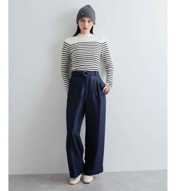 VIS「【洗える】シャイニーワンタックワイドパンツ」|チノ|