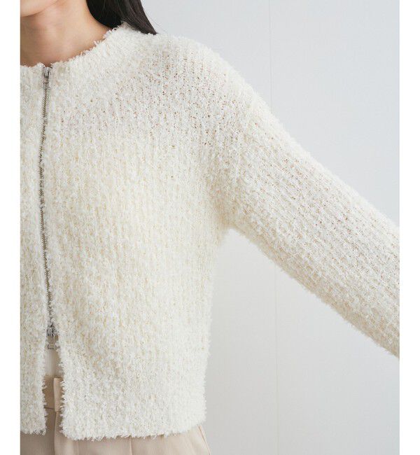 VIS「リボンヤーンジップリブネックカーディガン」|カーディガン|