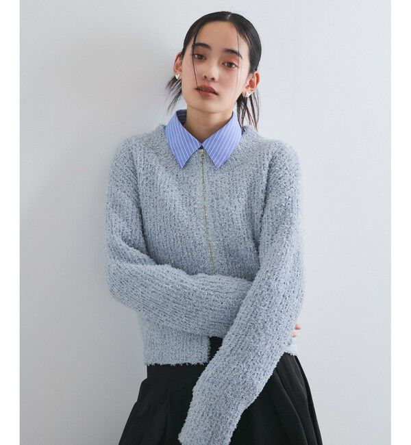 VIS「リボンヤーンジップリブネックカーディガン」|カーディガン|