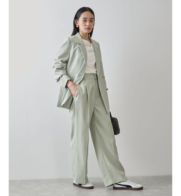 VIS「【美easy】コンフォートストレートワイドパンツ/イージーケア・UVケア・セットアップ対応」|スラックス|