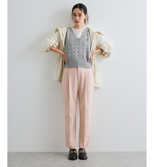 VIS「【洗える/防シワ】ツイルワンタックテーパードパンツ」|チノ|