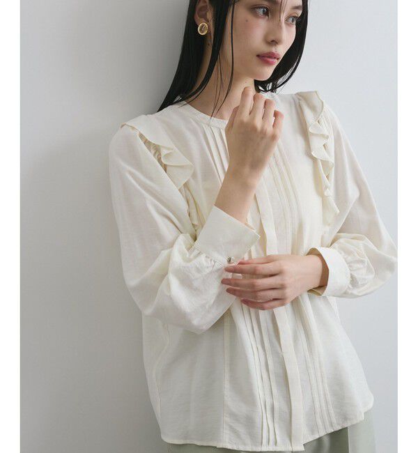 VIS「【洗える】フロントピンタックフリルブラウス」|シャツ・ブラウス|