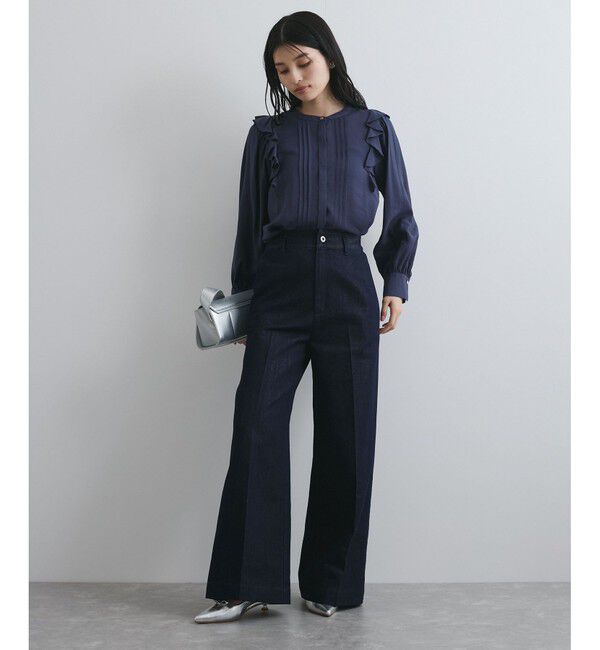 VIS「【洗える】フロントピンタックフリルブラウス」|シャツ・ブラウス|