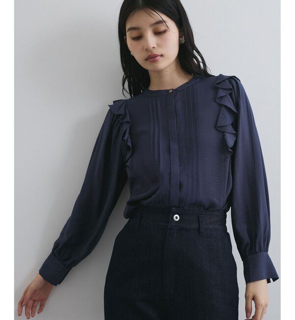 VIS「【洗える】フロントピンタックフリルブラウス」|シャツ・ブラウス|