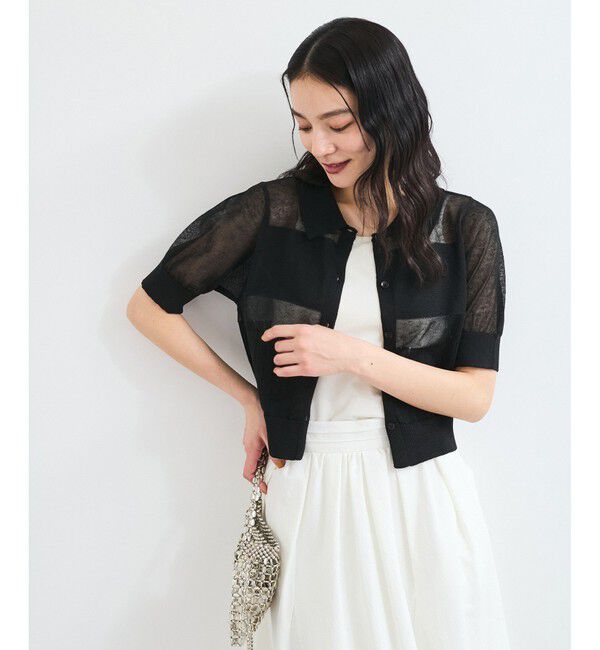 VIS「【WEB限定】シアーボーダーサマーポロニット」|ニット・セーター|