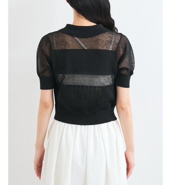 VIS「【WEB限定】シアーボーダーサマーポロニット」|ニット・セーター|