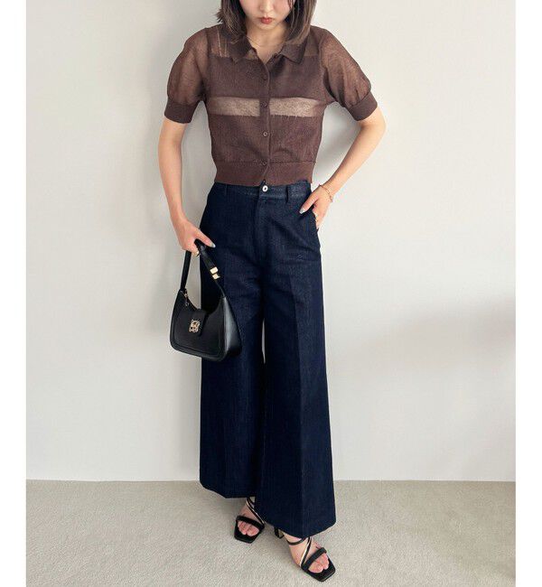 VIS「【WEB限定】シアーボーダーサマーポロニット」|ニット・セーター|