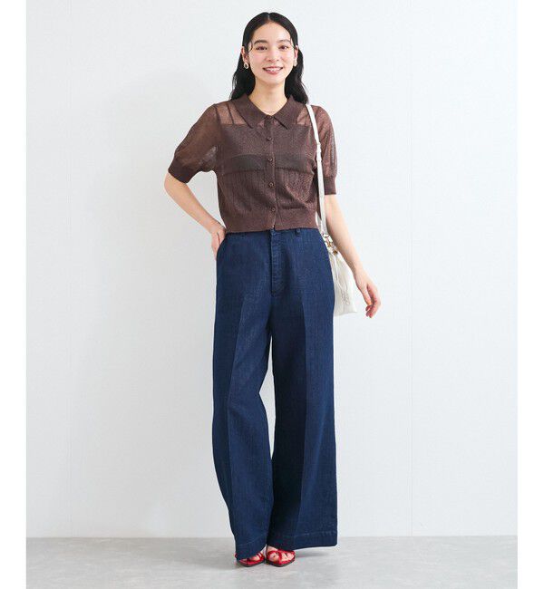 VIS「【WEB限定】シアーボーダーサマーポロニット」|ニット・セーター|