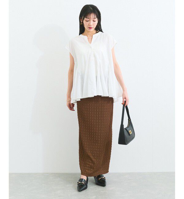 VIS「【防シワ/洗える】スキッパーフレアブラウス」|シャツ・ブラウス|