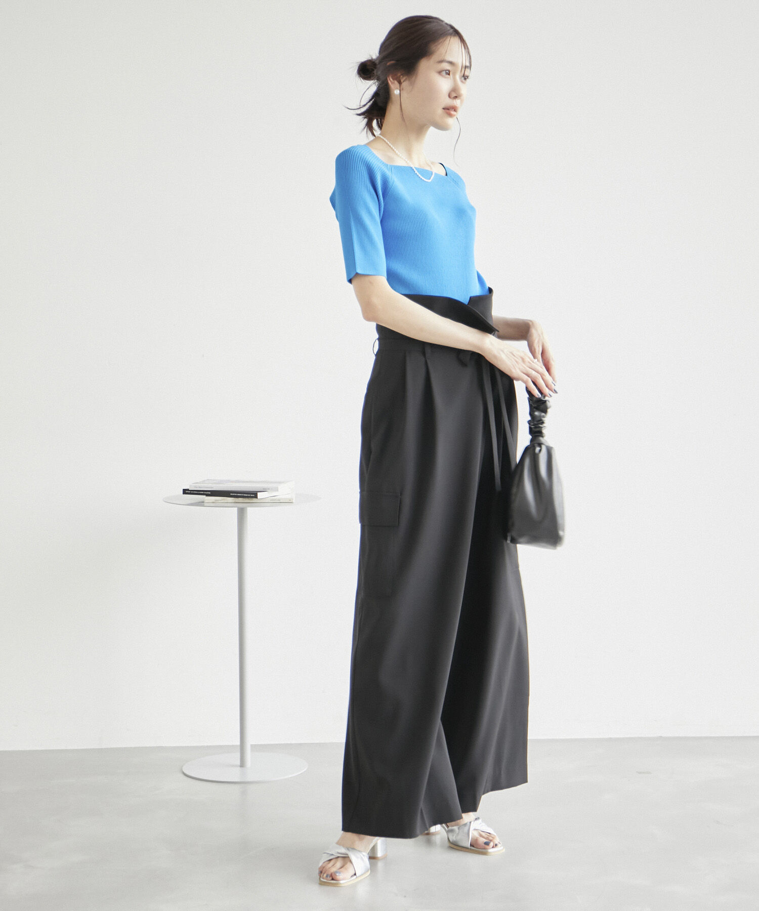 Rope&rsquo;Picnic「Beauty knit/UVカット・洗濯機OK/スクエアネックリブニットプルオーバー」|ニット・セーター|