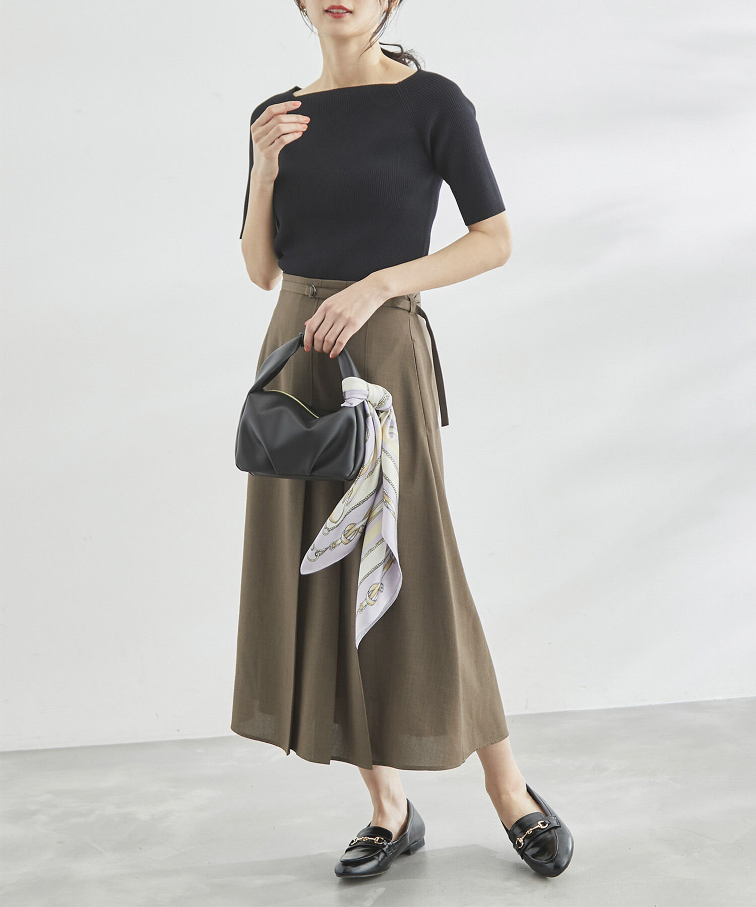 Rope&rsquo;Picnic「Beauty knit/UVカット・洗濯機OK/スクエアネックリブニットプルオーバー」|ニット・セーター|