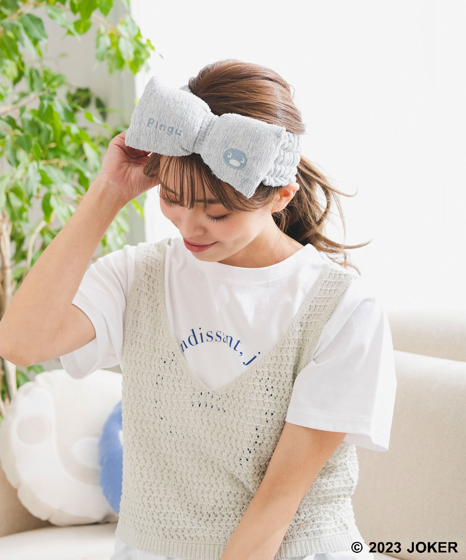 ROPE PICNIC PASSAGE「【Pingu &times; ROPE' PICNIC】パイルもこもこリボンヘアターバン」|ヘアバンド|