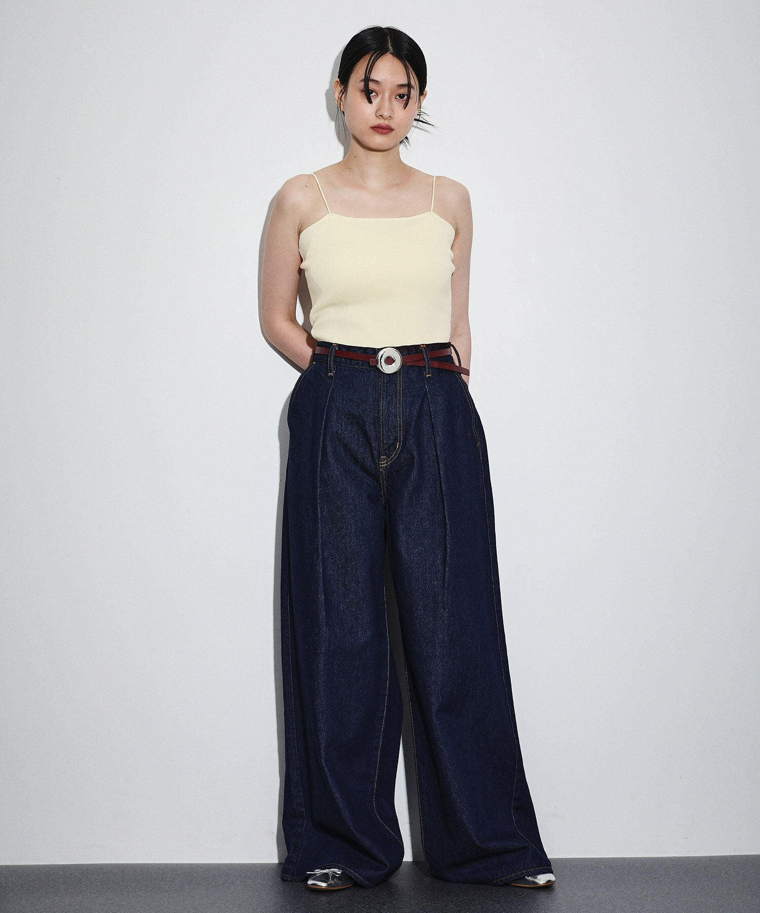 ADAM ET ROPE'「【サステナブル】ニットバージョンベアキャミ」|キャミソール|