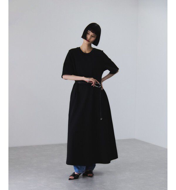 ADAM ET ROPE'「【サステナブル】ベルトコンビアシメワンピース」|ワンピース|