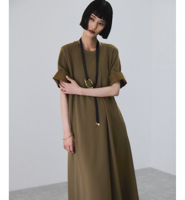 ADAM ET ROPE'「【サステナブル】ベルトコンビアシメワンピース」|ワンピース|ブラウン系(22)