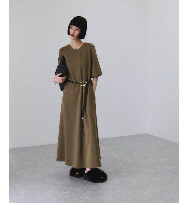 ADAM ET ROPE'「【サステナブル】ベルトコンビアシメワンピース」|ワンピース|