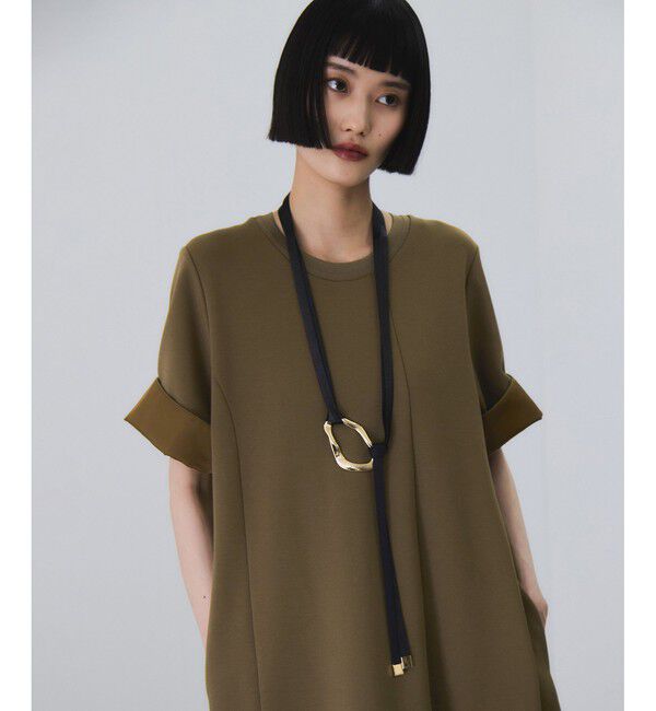 ADAM ET ROPE'「【サステナブル】ベルトコンビアシメワンピース」|ワンピース|