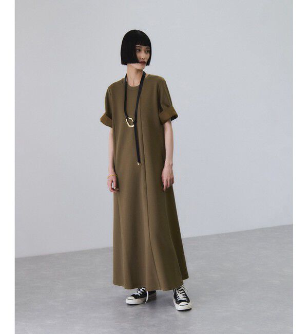 ADAM ET ROPE'「【サステナブル】ベルトコンビアシメワンピース」|ワンピース|