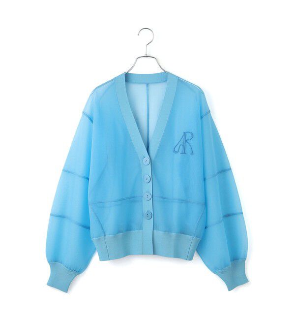 ADAM ET ROPE'「【サステナブル】シアーロゴカーディガン」|カーディガン|