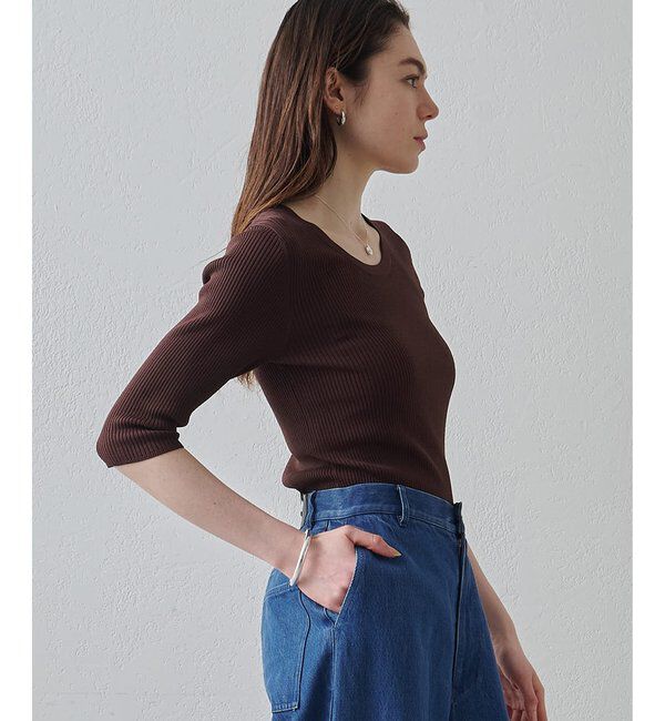 Drawing Numbers「【Drawing Numbers】リブハーフスリーブニット」|ニット・セーター|